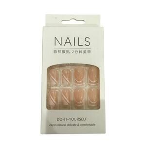 Short Square French Tip & Abstract Design Press On Nails​​